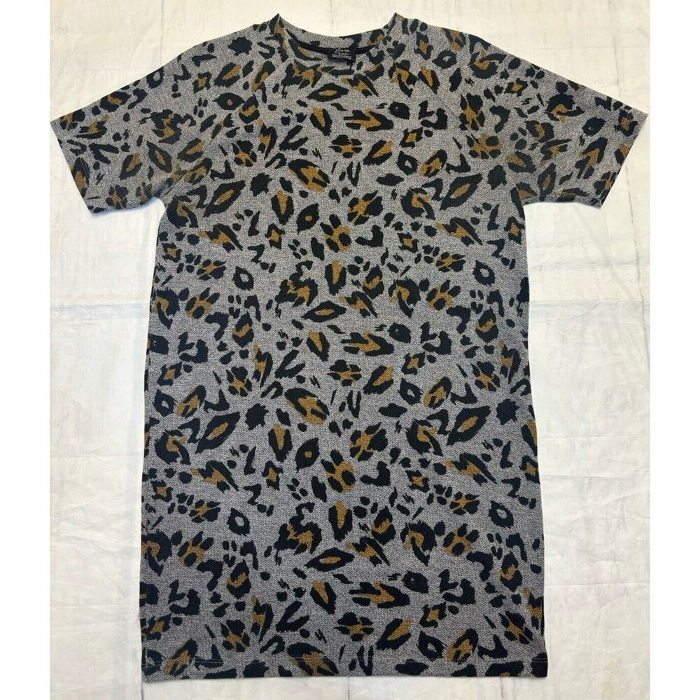 Zara Trafulac Womens‎ Crew Neck Gray Blk Brn Sweater Dress Medium